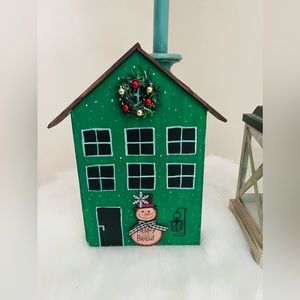 Christmas Handmade Wood House,Tiered Tray House decor, Farmhouse Decor,